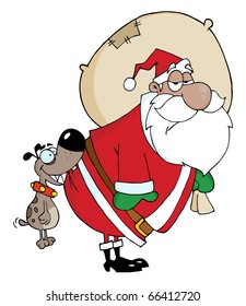 Dog Biting A African American Santa Claus
