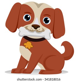 Dog biting bone