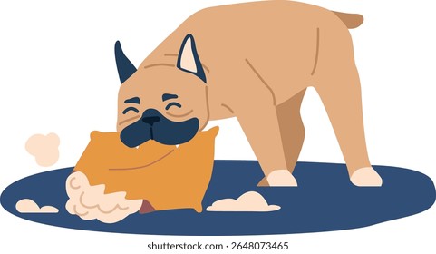 Ilustração do vetor do travesseiro mordendo o cão
