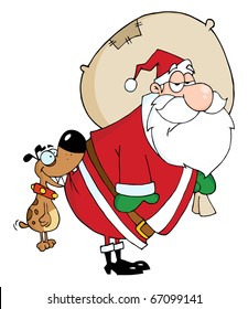 Dog Biting Santa's Butt