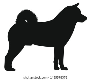 Dog. Black silhouette on white background. Vector illustration.