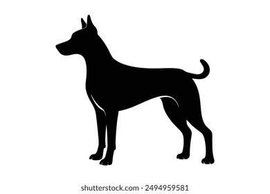 Perro negro Arte vectorial de silueta Ilustración con fondo blanco