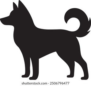 Dog black Silhouette vector art Illustration with white background