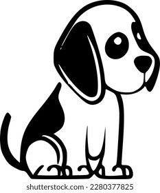 Dog - Black and White Isolated Icon - Vector illustration