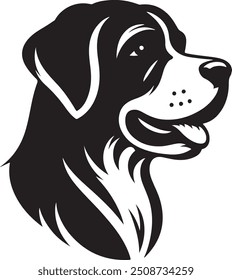 Ilustraciones de fondo de diseño plano de Arte vectorial de silueta blanco y negro de perro