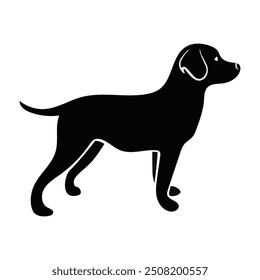 Ilustrações de stock em pé preto e branco de cão.