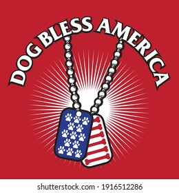 Dog Bless America Dog Tag Illustration