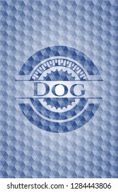 Dog blue badge with geometric pattern.