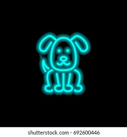 Dog blue glowing neon ui ux icon. Glowing sign logo vector