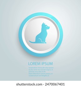 Dog blue icon silhouette vector. Farm animals collection. Pet flat sign