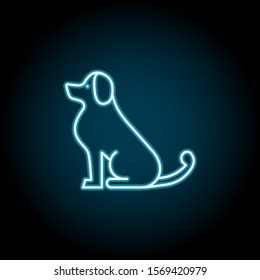 Dog blue neon icon. Simple thin line, outline vector of petshop icons for ui and ux, website or mobile application