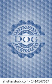 Dog blue polygonal badge. Vector Illustration. Detailed.