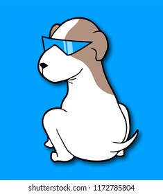 dog with blue sunglasses
