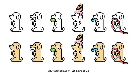 osso do cão Beagle ícone Golden Retriever sentado desenho animado