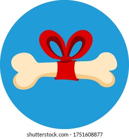 Dog bone with beautiful bow. Vector.