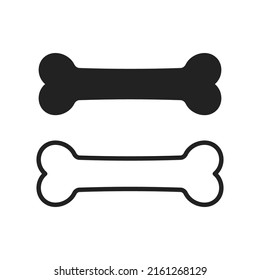 Dog bone black icon solid and outline style. Pet food flat vector illustration isolated on white background.