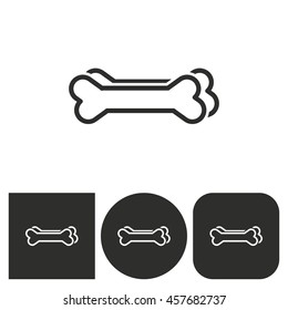 Dog bone - black and white icons. Vector illustration.