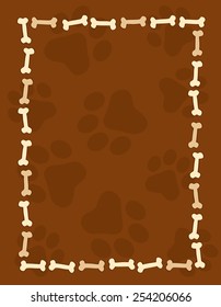 Dog bone border /frame on paw prints background