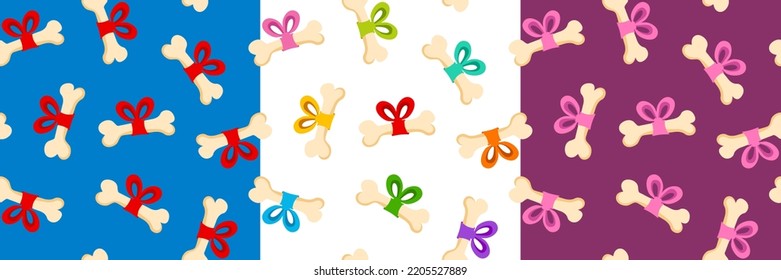 Dog bone with bow seamless pattern. Vector illustration.