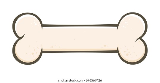 Dog Bone Cartoon Drawing Simple Design. Vector Illustration Isolated On White Background