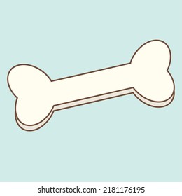 Dog bone cartoon. Hand drawn flat vector illustration in pastel soft tone  isolated on light blue background.