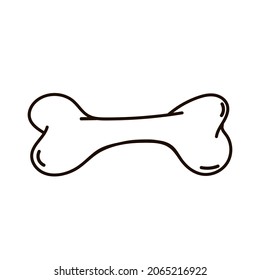 Dog Bone Cartoon Simple Drawing Design Vector Illustration Isolated On White Background. doodle black white