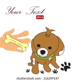 Dog and bone cartoon. Vector illustration