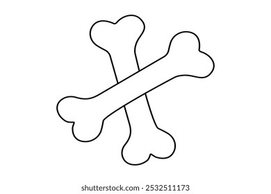Dog bone continuous one line drawing with outline vector illustration