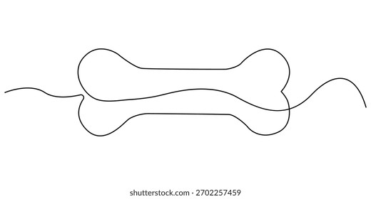 Dog bone continuous one line drawing minimalist style illustration.