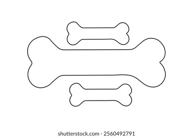Dog bone continuous single line art and isolated outline vector illustration