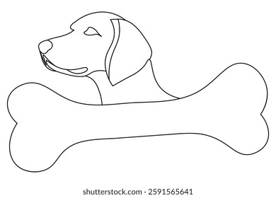 Dog bone continuous single line drawing animal paw icon outline vector icon
