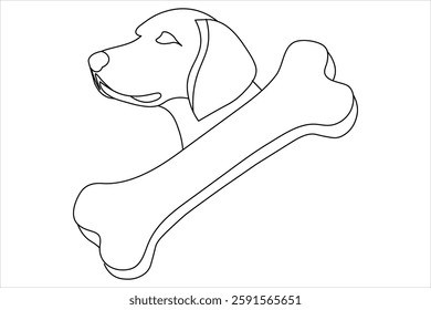 Dog bone continuous single line drawing animal paw icon outline vector icon
