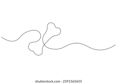 Dog bone continuous single line drawing animal paw icon outline vector icon
