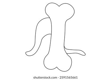 Dog bone continuous single line drawing animal paw icon outline vector icon
