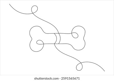 Dog bone continuous single line drawing animal paw icon outline vector icon
