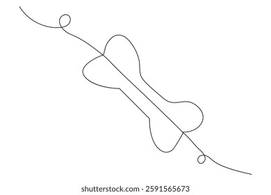 Dog bone continuous single line drawing animal paw icon outline vector icon
