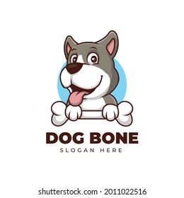 Dog and Bone Creative Cartoon lMascot Logo Design