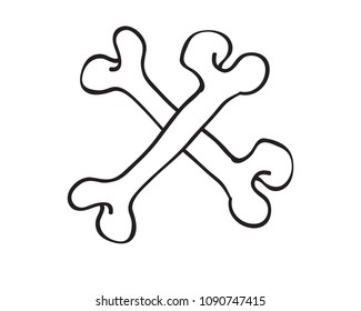 Dog bone cross icon. Hand drawn vector illustration.