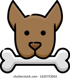 Dog With Bone Doodle Sketch Icon