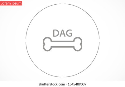 Dog Bone Drawing Simple Design icon. Dog Bone Vector Illustration Isolated On White Background icon. Dog Bone vector icon logo symbol sign french bulldog pet cartoon illustration. Dog Bone icon