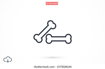 Dog Bone Drawing Simple Design icon. Dog Bone Vector Illustration Isolated On White Background icon. Dog Bone vector icon logo symbol sign french bulldog pet cartoon illustration. Dog Bone icon