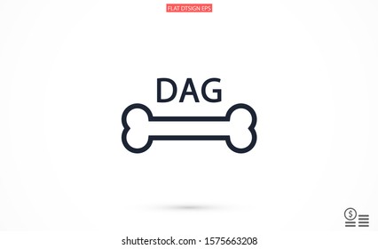 Dog Bone Drawing Simple Design icon. Dog Bone Vector Illustration Isolated On White Background icon. Dog Bone vector icon logo symbol sign french bulldog pet cartoon illustration. Dog Bone icon