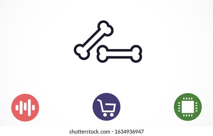 Dog Bone Drawing Simple Design icon. Dog Bone Vector Illustration Isolated On White Background icon. Dog Bone vector icon logo symbol cartoon illustration. Dog Bone icon