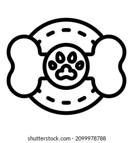 Dog bone emblem icon. Outline dog bone emblem vector icon for web design isolated on white background