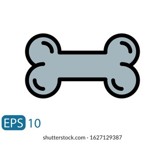 Dog bone filled line icon on white background, pet food vector illustration for web site or mobile app. EPS 10
