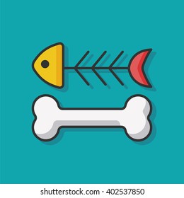 
Dog Bone And Fish Bone Food Vector Icon

