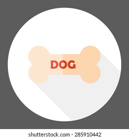 Dog bone flat icon with long shadow