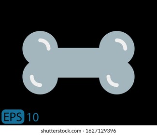Dog bone flat style icon on black background, pet food vector illustration for web site or mobile app. EPS 10