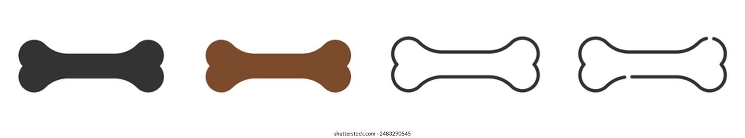 Dog bone flat vector icons collection