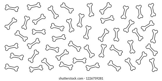 Dog Bone and footsteps. Canine foot, feet print pictogram. Hound footprints silhouette. Dogs paw. Woof, bite sign. Vector bones. lover animal day or dog day.